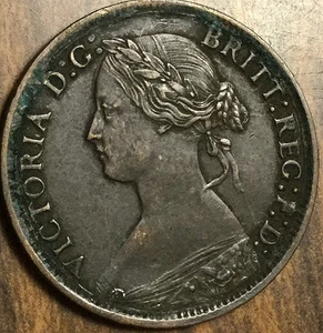 1866 UK GB GREAT BRITAIN FARTHING COIN - Picture 1 of 2