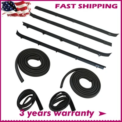 Fit For Chevy GMC Truck Front Door Window Sweep Felts Weatherstrip Seals Kit - Image 1 of 4