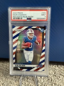 2024 Panini Prizm Rookies Keon Coleman #362 Red White Blue Prizm (RC) PSA 9 Mint - Picture 1 of 2