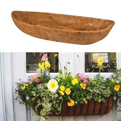 24-36'' Trough Coco Liner Planting Flower Wall Hanging Basket Planter Window Box - Image 1 of 4