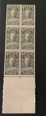 belgian congo #115 sir Henry Mortan Stanley block of 6 Mnh Gray Black 5 Cent - Image 1 of 4