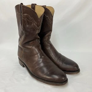 LUCCHESE BOOTMAKER DARK BROWN SUNSET ROPER COWBOY WESTERN BOOTS SIZE 10 EE USA - Picture 1 of 12