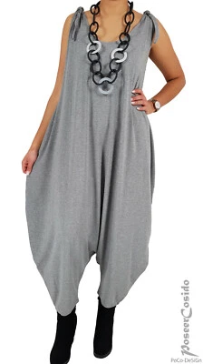 LAGENLOOK Ballon-Overall Harems-Kleid grau 44 46 48 50 52 54 56 58 L-XL-XXL-XXXL - Bild 1 von 4