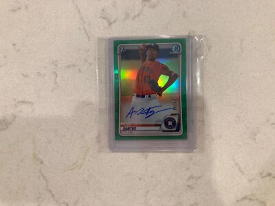 ALEX SANTOS AUTO 1st 2020 Bowman Draft Chrome Autograph GREEN REFRACTOR #/99 RC - Image 1 of 4
