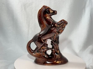 REARING HORSE vintage brown ceramic Western statue decor TV Figurine - Picture 1 of 3