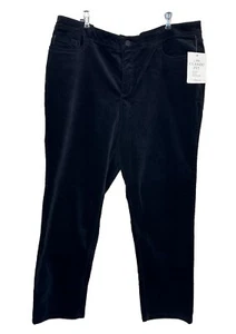 Croft & Barrow Hose Damen Gr. 18 Schwarz Cord Mid Rise Straight Stretch Neu - Bild 1 von 10