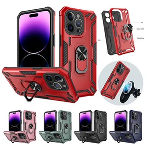 Luxury Shockprooof Armor Ring Stand Cover Case Cover For 14 13 12 11 Pro Max - Picture 1 of 24