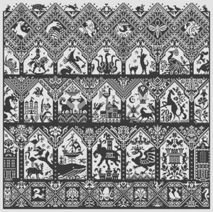Cross Stitch Chart Long Dog Samplers Quinto Acuto The Pointed Fifth - Bild 1 von 1