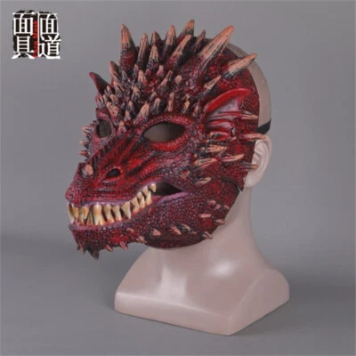 New Movable Jaw Dragon Latex Mask – Full Head Halloween Cosplay Prop - Image 1 of 4