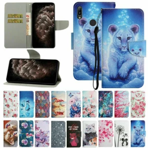 Painted Flip Leather Wallet Phone Case For Huawei Y6S Y5P Y5 Y6 Y7 Y9 Prime 2019 - Picture 1 of 66