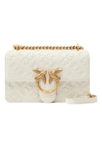 NWT PINKO MINI WHITE LOVE BAG SHOULDER BAG WITH IMPRINTED LOGO 100074 A1YBZ14Q - Picture 1 of 4