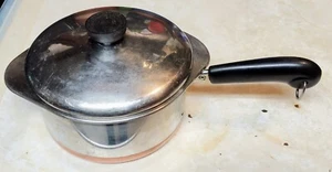 1801 Revere Ware Clinton 91 SS 2qt Sauce Pan, Double Boiler, Lid, Copper Bottom - Picture 1 of 7