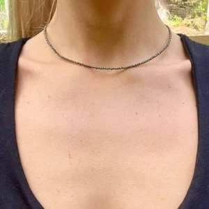 Natural Delicate Pyrite Choker Tiny Beads Healin Reiki Women Minimalist Necklace - Picture 1 of 4