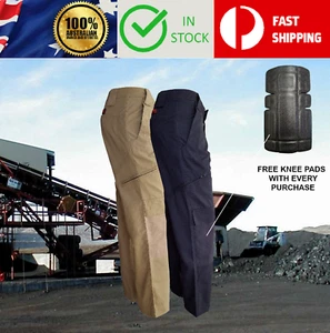 Mens 320 Tradie Builder Multi Pocket Work Pant Trouser Knee Pad Navy Sand - Picture 1 of 10