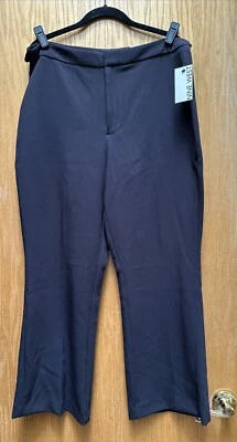 Pantalones Pantalón Nine West Negro Carbón Patada Acampanado Tiro Alto Pierna Ancha Talla 14 Nuevos con Etiquetas Foto 1 de 4