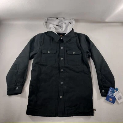 NWT Dickies Boys Duck Shirt Jacket Black Brown Canvas Youth Size New - Image 1 of 4