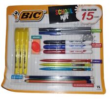 BIC SCHOOL KIT 15 PC- BALL PENS, DRY ERASE MARKERS, PENCILS, HIGHLIGHTERS ERASER