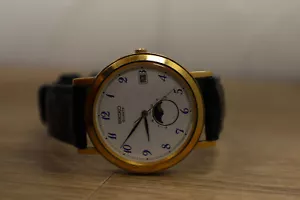 Reloj Hombre Vintage Seiko 6F22-8029 Tono Dorado Fase Lunar Calednar Batería Nueva - Imagen 1 de 6