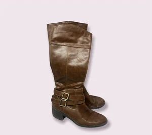 Life Stride Damenstiefel kniehoch braun Schnalle Reißverschluss Größe 9,5M TOP ZUSTAND - Bild 1 von 4
