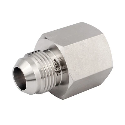 FITOK 37° Flared Fitting 1/4 in Male JIC × 1/4 Female NPT 316 Stainless Steel - Image 1 of 2