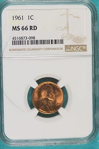 1961 NGC MS66 RED Lincoln Cent!! #A9214 - Picture 1 of 2