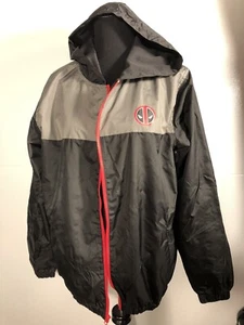 Marvel's Deadpool Logo Hooded Jacket Windbreaker Size Medium - Picture 1 of 5