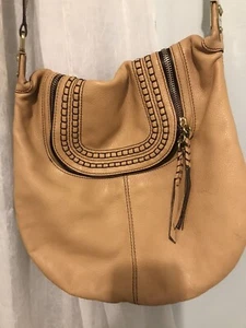 orYANY Large Tan Pebbled Leather Purse Hobo Shoulder Bag Long Strap 14x14” Nice! - Bild 1 von 10