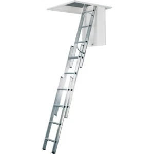 3 Section Loft Ladder and Handrail Aluminium Extendable Sliding Attic Ladders - Picture 1 of 6