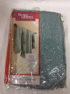 Better Homes DAMASK SCROLL CLARINET WINDOW VALANCE SIZE 50"W x 24"L  NEW aqua  - Picture 1 of 3