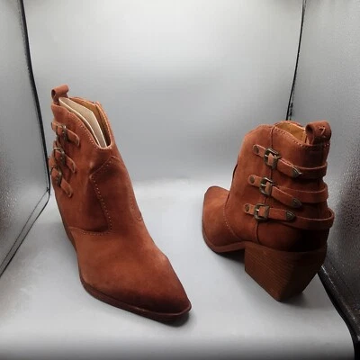 Zodiac Dacey Western Boots Women's 9M Brown Cognac Suede C854 - Image 1 of 4