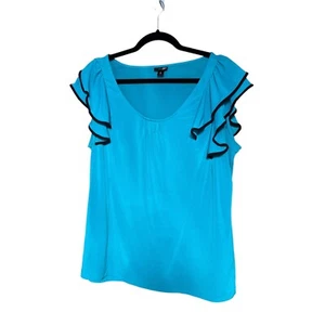 East 5th Women's Short Sleeve Top with Ruffled Shoulders. Sz XL - Picture 1 of 5