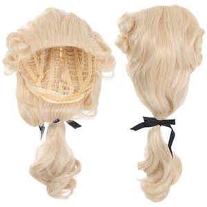 Mens Wig Historical Judge Party Lawyer Gentleman Curly Club Washington George - Picture 1 of 60