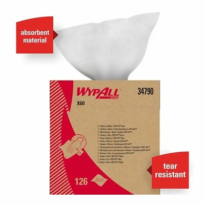 WypAll X60 Reusable Task Wipe 8.34" x 16.8" 34790 1 Box / 126 Wipes - Imagem 1 de 4