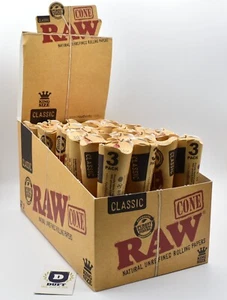 RAW CLASSIC Paquete de 3 conos de papel rodante talla King preenrollados para fumar punta de cucaracha - Imagen 1 de 17