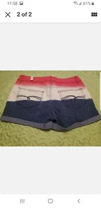 Justice Girls 16 1/2 Red White Blue Demin Shorts Bedazzled W/ Silver Stars NWT - Picture 1 of 2