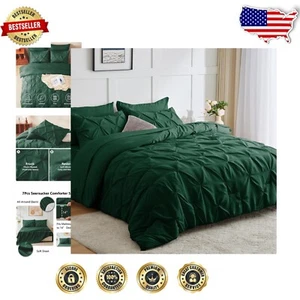 Soft Breathable King Comforter Set in Dark Emerald - 7-Piece Luxury Bedding - Picture 1 of 8