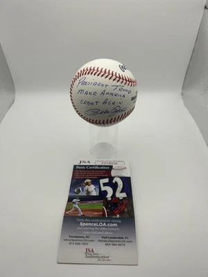 PETE ROSE Signed Baseball JSA COA Inscribed PRESIDENT TRUMP MAKE AMERICA Great - Image 1 of 4
