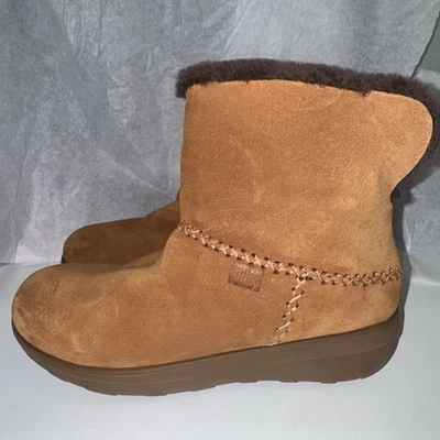 FITFLOP женщин ботинки Sz 9 Mukluk короткие III каштановый коричневый замши меха с подкладкой чистый - Изображение 1 из 4