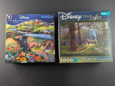 Disney 1000 Piece Puzzle LOT Fine Art “Off to Home We Go” Thomas Kinkade "Alice" - Image 1 of 3