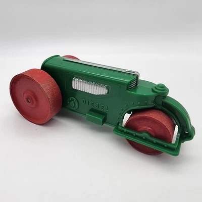 Tractor de rodillos diésel de plástico verde Hubley de colección de 6" con ruedas de madera juguete para niños Foto 1 de 4