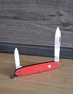 RARE Old Victorinox ELINOX 84mm Alox Red Ring Dual Blade Pocket Knife Swiss Army - Picture 1 of 18