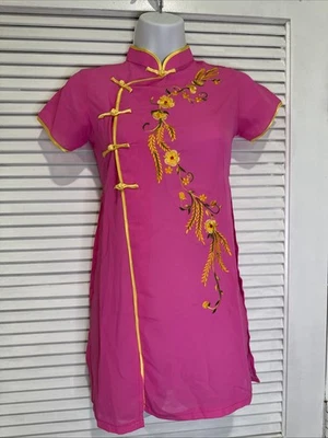 Kimono Costume Girls Size 10 Embroidered Flowers Pink And Yellow - Image 1 of 4