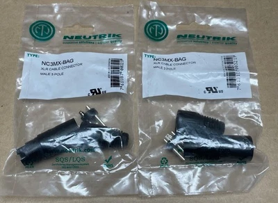 2 Pack - Neutrik NC3MX-BAG- XLR Cable Connector - Male 3-Pole  *New Sealed - Image 1 of 4