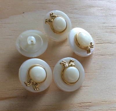 5pcs Gold White Pearl Buttons 20mm 0.78"  Sewing Button M2 - Image 1 of 2