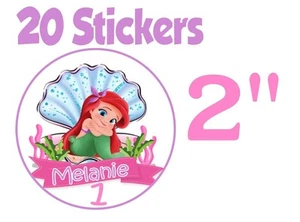 20 ct  LITTLE MERMAID 2" Sticker for Bag Treat Box Birthday Party Favor - Picture 1 of 1