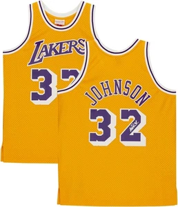 Magic Johnson Lakers Signed Mitchell & Ness Hardwood Classics Swingman Jersey - Picture 1 of 6