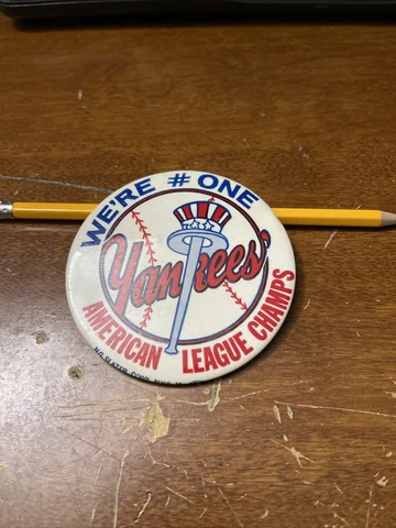 We're # One Yankees New York NY Baseball Vintage Button American Top Hat Bat Cover