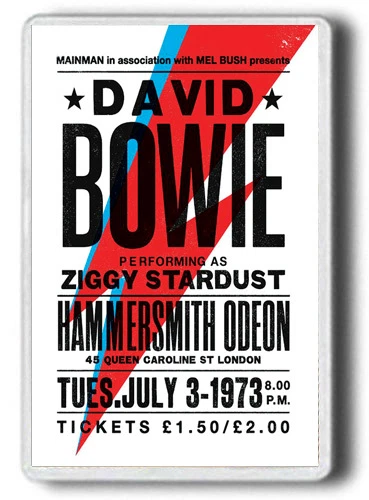 DAVID BOWIE MAGNET!1973 DAVID BOWIE OLD CONCERT POSTER! JUMBO SIZE FRIDGE MAGNET