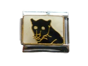 SILVER BLACK PANTHER ITALIAN CHARM FITS all 9mm Italian bracelet P12 - Picture 1 of 5