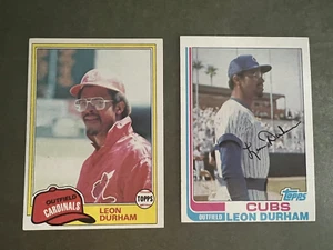 Lote de tarjetas de béisbol Topps 1981 y 1982 Leon Durham a radiocontrol Cardenales y Cachorros # 321 y 607 - Imagen 1 de 2